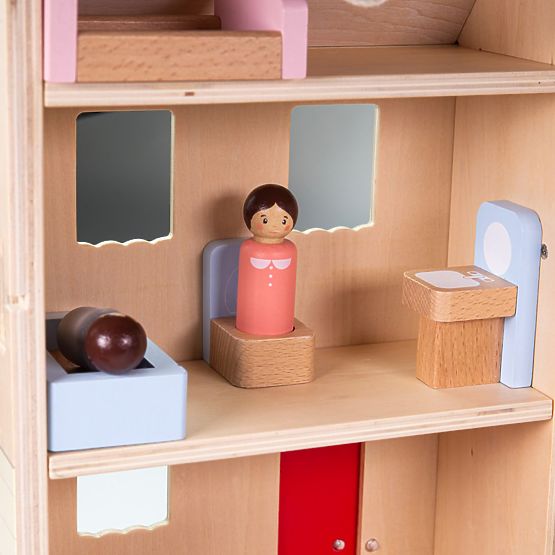 Bigjigs Toys Klappbares Puppenhaus mit Zubehör