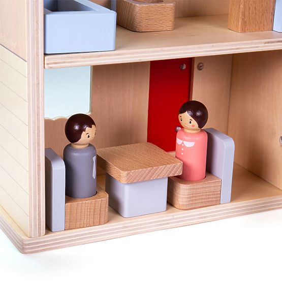 Bigjigs Toys Klappbares Puppenhaus mit Zubehör