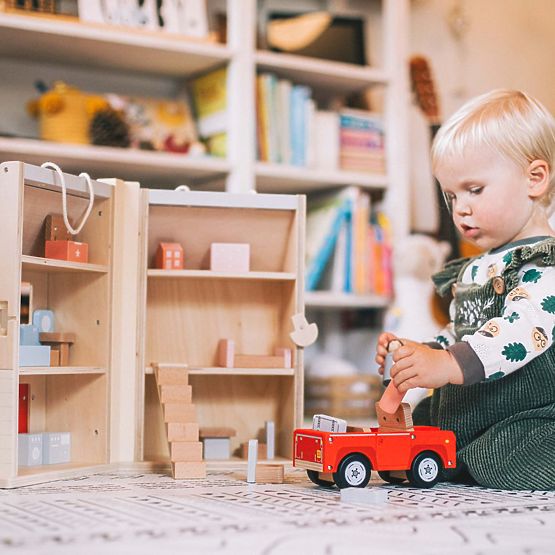 Bigjigs Toys Klappbares Puppenhaus mit Zubehör