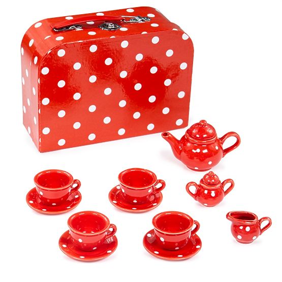 Bigjigs Toys Rotes gepunktetes Teeset