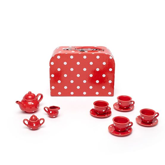 Bigjigs Toys Rotes gepunktetes Teeset