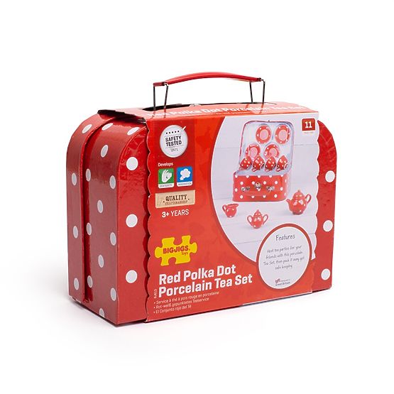 Bigjigs Toys Rotes gepunktetes Teeset