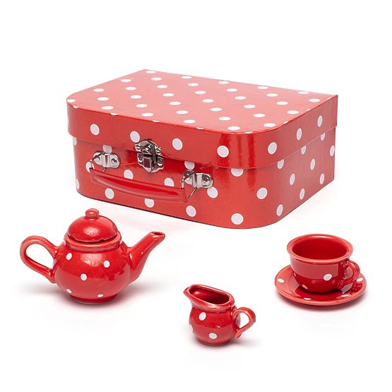 Bigjigs Toys Rotes gepunktetes Teeset