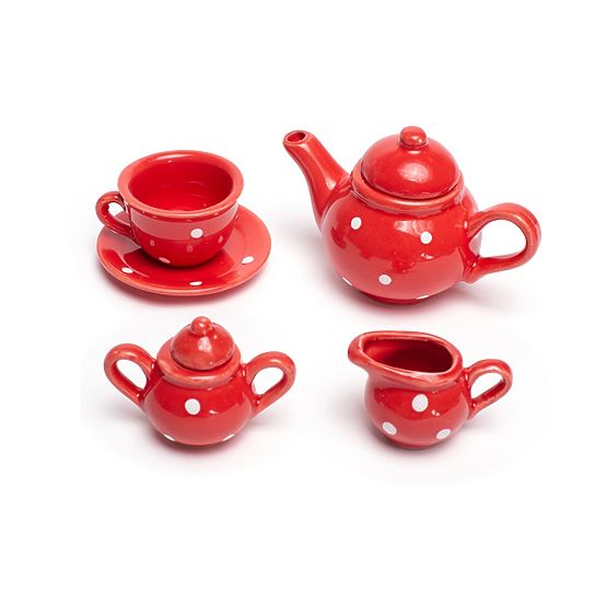 Bigjigs Toys Rotes gepunktetes Teeset