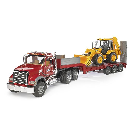 Bruder LKW MACK Granit Anhänger und Traktor JCB