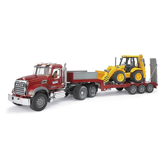 Bruder LKW MACK Granit Anhänger und Traktor JCB