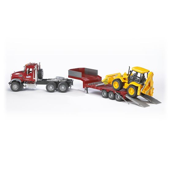Bruder LKW MACK Granit Anhänger und Traktor JCB