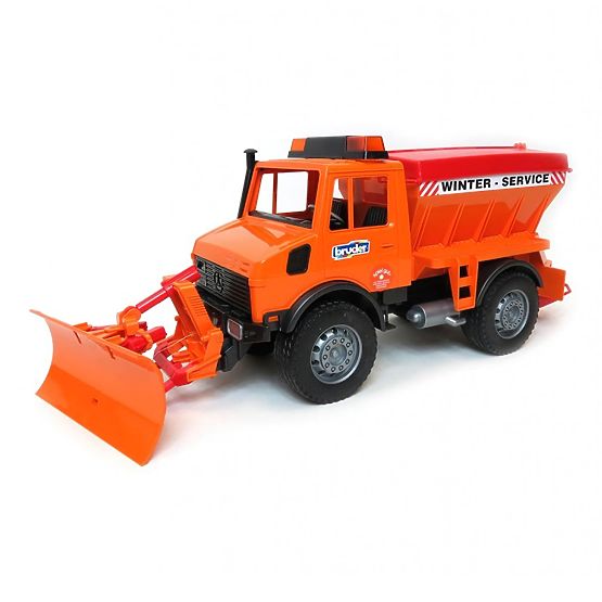 Bruder Mercedes Benz UNIMOG Streuwagen mit Schneepflug