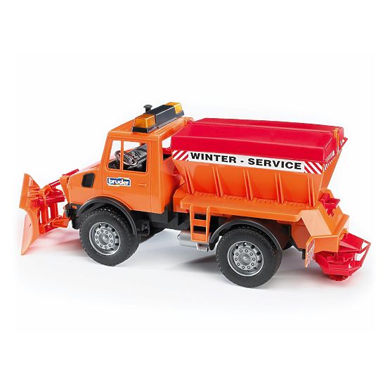 Bruder Mercedes Benz UNIMOG Streuwagen mit Schneepflug