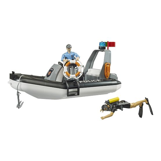 Bruder Polizeiboot mit Polizist und Taucher - beschädigte Verpackung