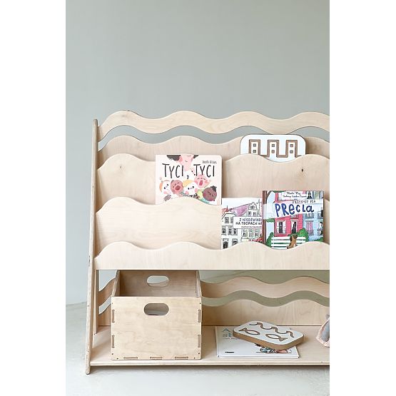 Bücherregal und Spielzeugregal WAVE M - natur