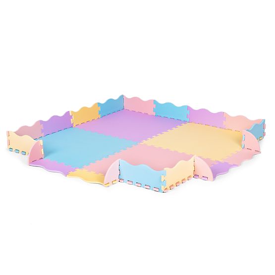 Bunte Schaumstoffmatte für Kinder mit Umrandung 141,5x141,5 cm 24 Stk. IPLAY