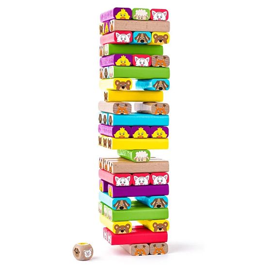 Bunte Turm mit Tieren - Geschicklichkeitsspiel