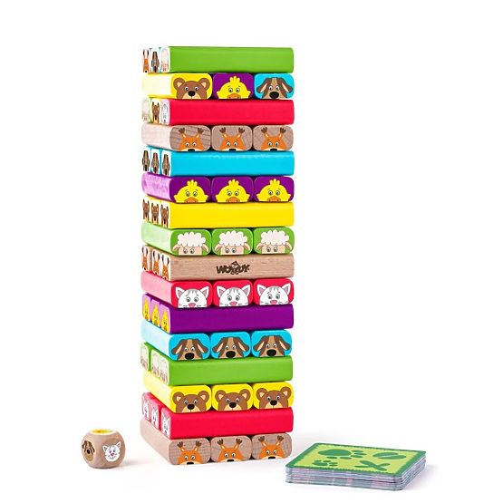 Bunte Turm mit Tieren - Geschicklichkeitsspiel