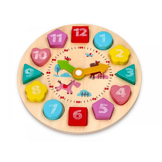 Bunte Uhr mit Holzklötzen