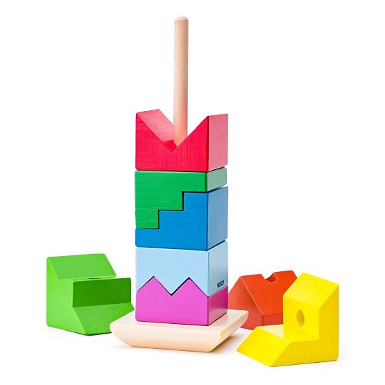 Bunter Turm zum Stapeln auf einem Stab