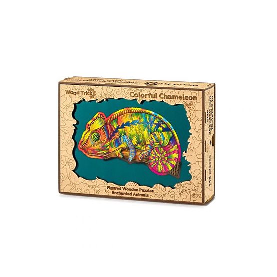 Buntes Holzpuzzle - Chamäleon