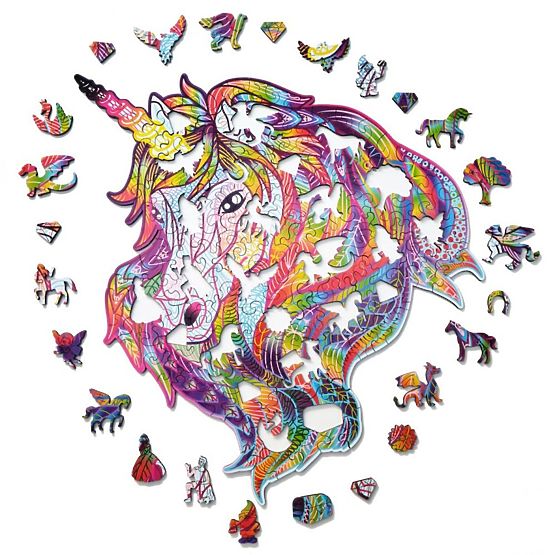 Buntes Holzpuzzle - Einhorn