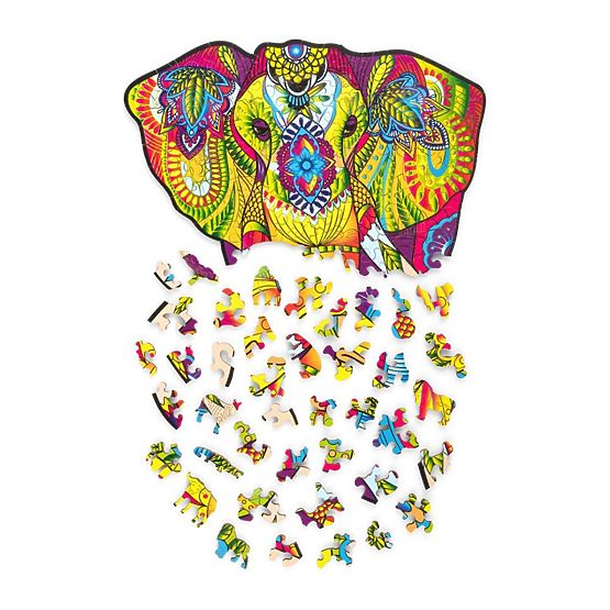 Buntes Holzpuzzle - Elefant