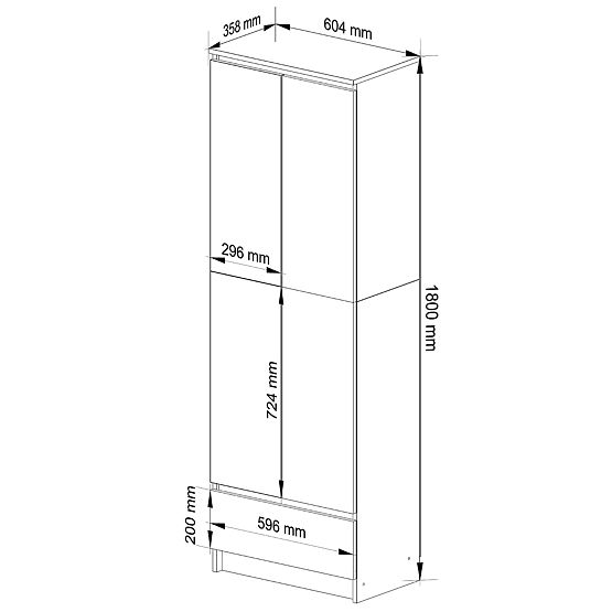 Büroschrank R 60 cm CLP 1 Schublade 2 Türen PK Erle