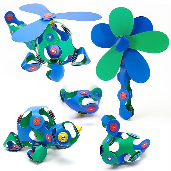Clixo Magnetische Bausteine Crew Pack, Grün-Blau