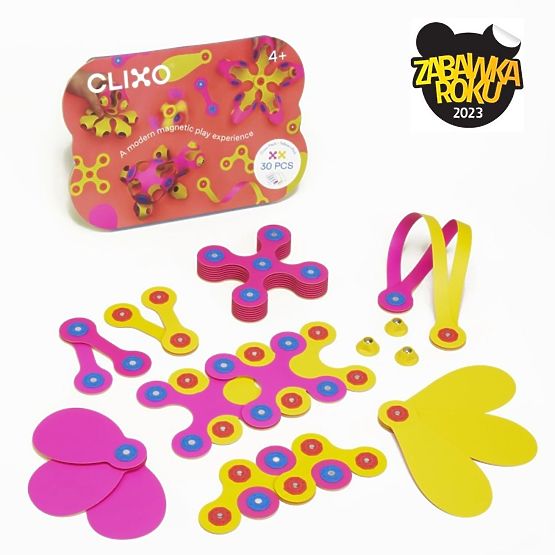 Clixo Magnetische Bausteine Crew Pack, Rosa-Gelb