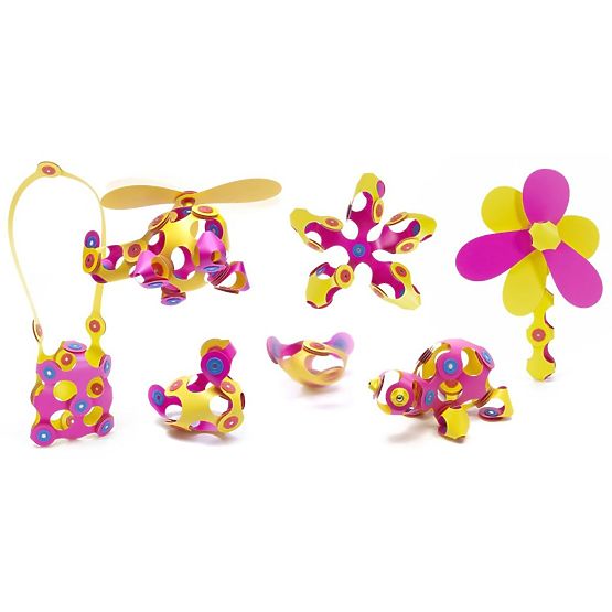 Clixo Magnetische Bausteine Crew Pack, Rosa-Gelb