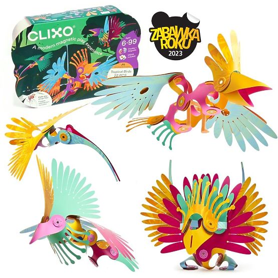 Clixo, Tropische Regenwaldvögel, magnetisches Bauset 22 Stück