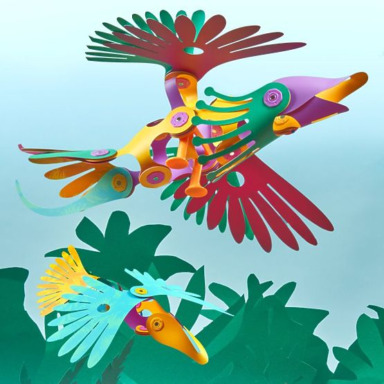 Clixo, Tropische Regenwaldvögel, magnetisches Bauset 22 Stück