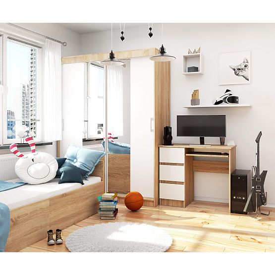 COMPUTERTISCH A-6 90 cm LINKS PK SONOMA / WEISS