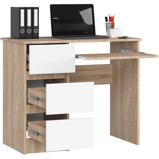COMPUTERTISCH A-6 90 cm LINKS PK SONOMA / WEISS