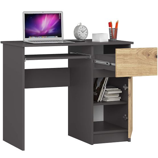 COMPUTERTISCH PIKSEL PK GRAU / EICHE ARTISAN - RECHTS