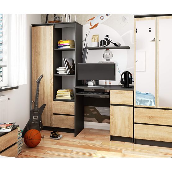 COMPUTERTISCH PIKSEL PK GRAU / EICHE SONOMA - RECHTS