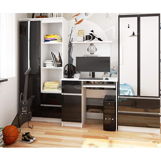 COMPUTERTISCH PIKSEL PK SCHWARZ GLANZ LINKS