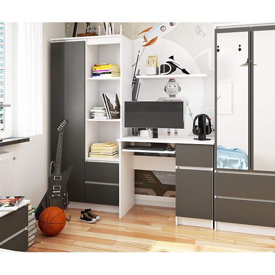 COMPUTERTISCH PIKSEL PK WEISS / GRAU - RECHTS