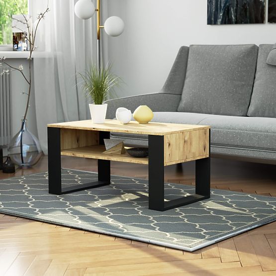 COUCHTISCH DOMI EICHE ARTISAN / SCHWARZ