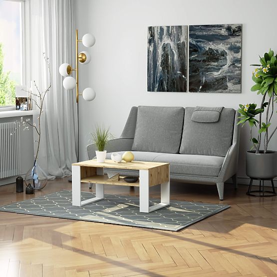 COUCHTISCH DOMI EICHE ARTISAN / WEISS
