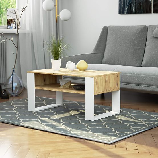 COUCHTISCH DOMI EICHE ARTISAN / WEISS