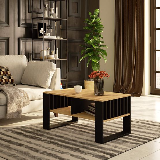 COUCHTISCH ROCKFORD EICHE ARTISAN / SCHWARZ