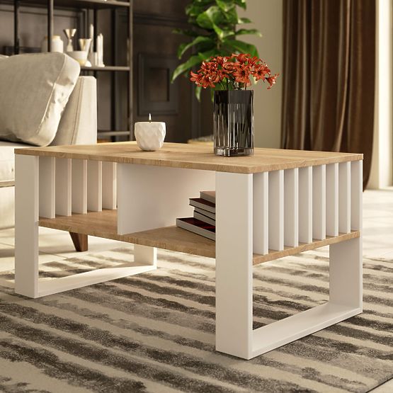 COUCHTISCH ROCKFORD EICHE SONOMA / WEISS