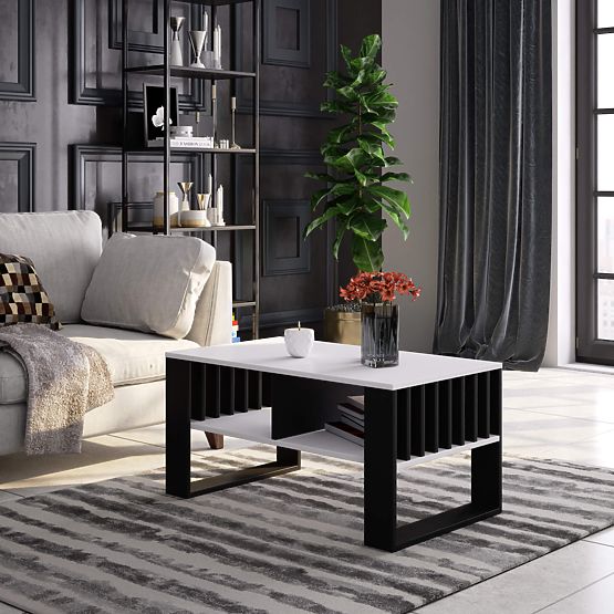 COUCHTISCH ROCKFORD WEIß / SCHWARZ