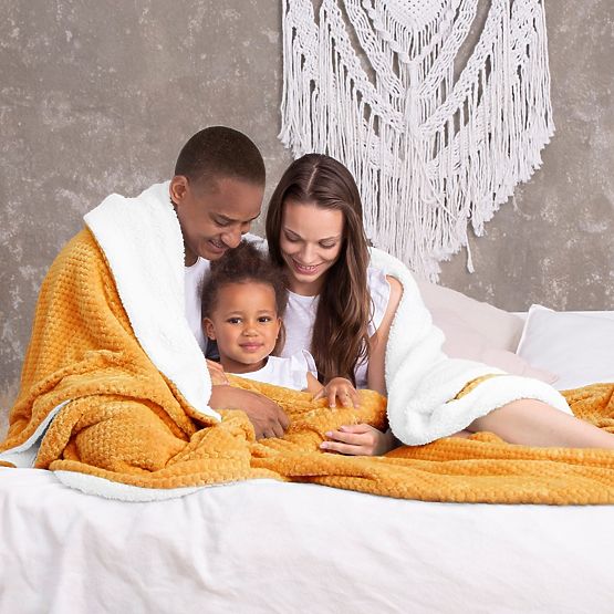 Decke SHLEEPY orange Jacquard geprägt klassischer Stil 130x180