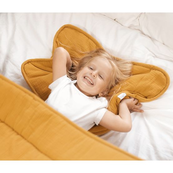 Decke und Kissen aus Musselin mit Füllung 100x135 + 40x60 - Senf