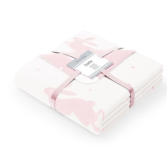 Decke ZARIA Farbe Puderrosa bedruckt 150x200