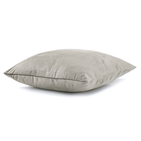 Dekorative Kissenhülle PEACOCK in Cappuccino mit geprägtem Tiermotiv im Glamour-Stil