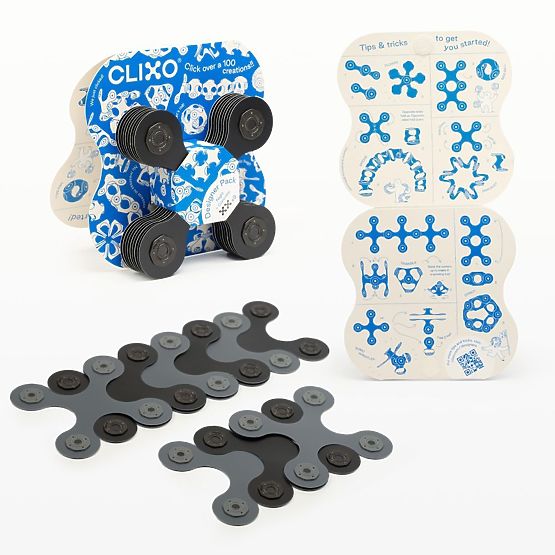 Designer Pack Magnetisches Bauset Clixo, Schwarz