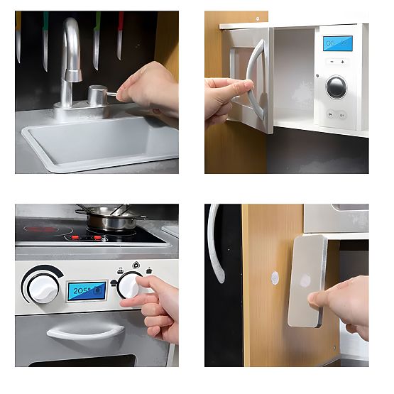 Kinderküche mit Sound und LED-Tafel Kreidetafel Metallzubehör MDF +3 Jahre ECOTOYS