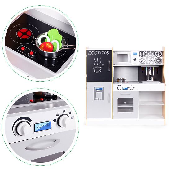 Kinderküche mit Sound und LED-Tafel Kreidetafel Metallzubehör MDF +3 Jahre ECOTOYS
