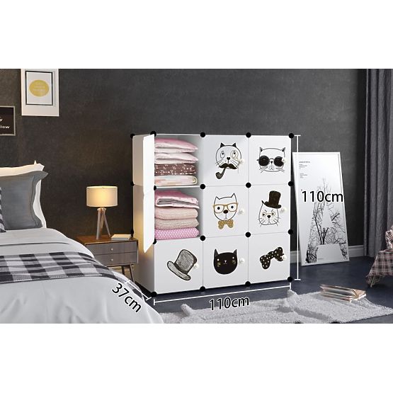 Modularer Kinderschrank Regal für Kinder 9x - Katzen