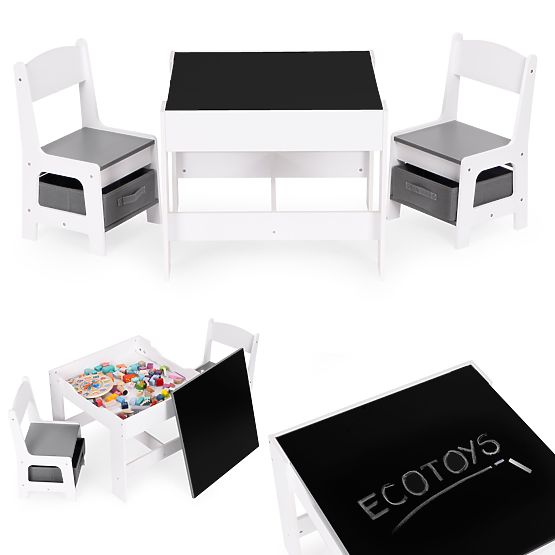 Kindermöbel-Set Tisch + 2 Stühle mit Tafel ECOTOYS